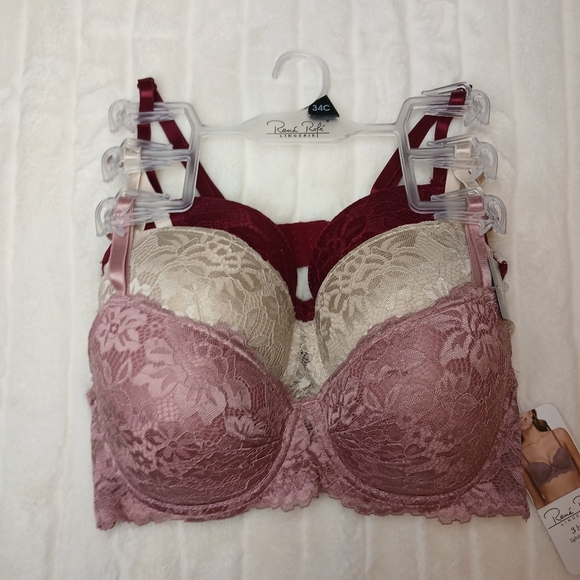 Rene Rofe Other - René Rofé Lingerie – 3-Pack Lace Bras – Size 34C – Lightly Padded – NWT